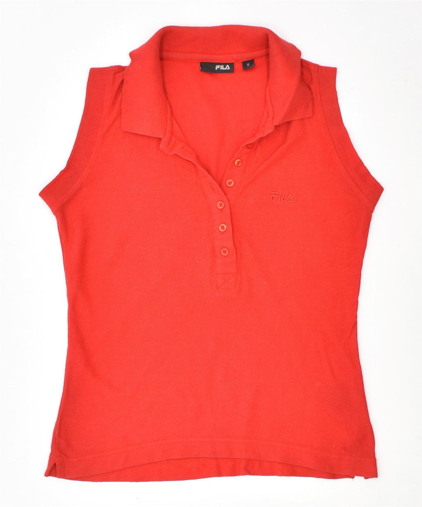 FILA Womens Sleeveless Polo Shirt UK 10 Small Red Cotton | Vintage | Thrift | Second-Hand | Used Clothing | Messina Hembry 