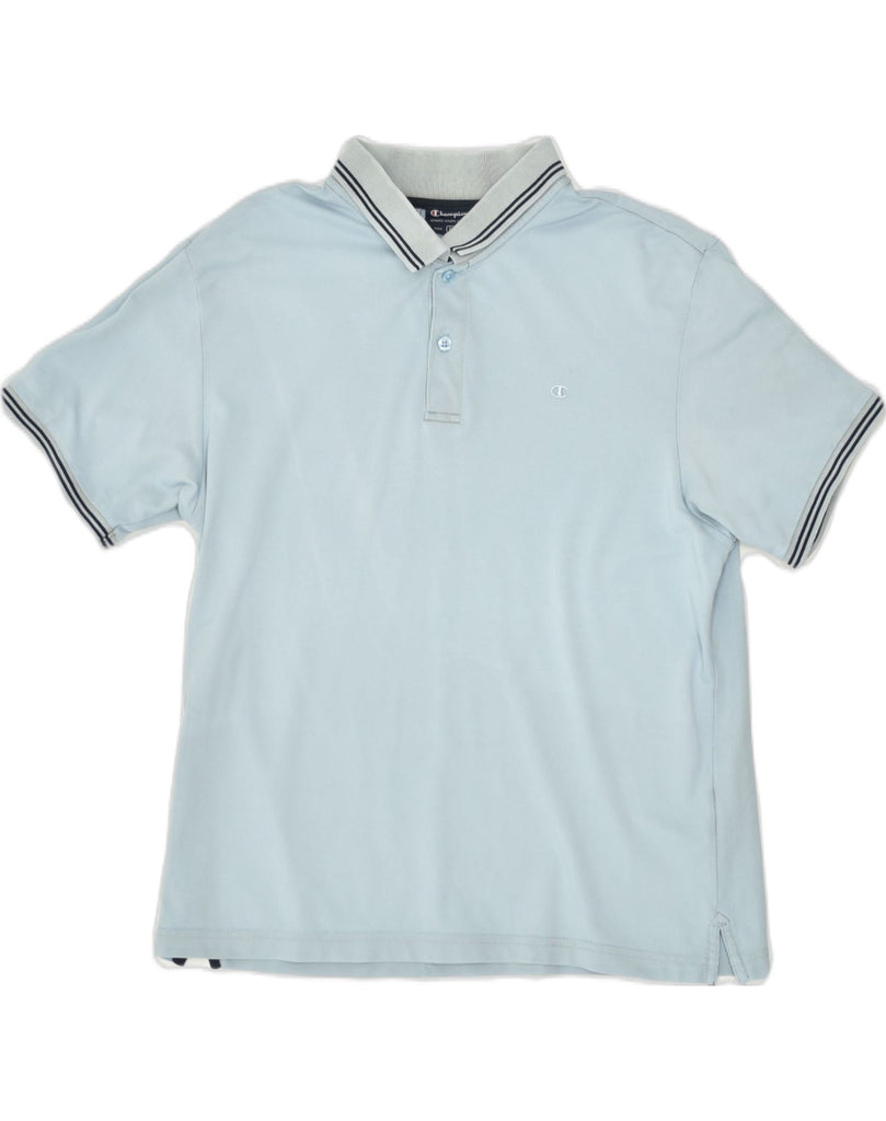 CHAMPION Mens Polo Shirt Medium Blue | Vintage | Thrift | Second-Hand | Used Clothing | Messina Hembry 