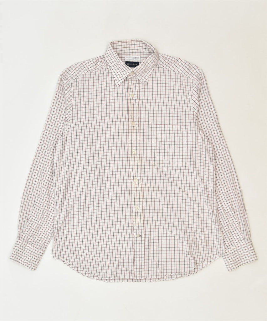 MASSIMO DUTTI Mens Shirt Large White Check Classic | Vintage | Thrift | Second-Hand | Used Clothing | Messina Hembry 