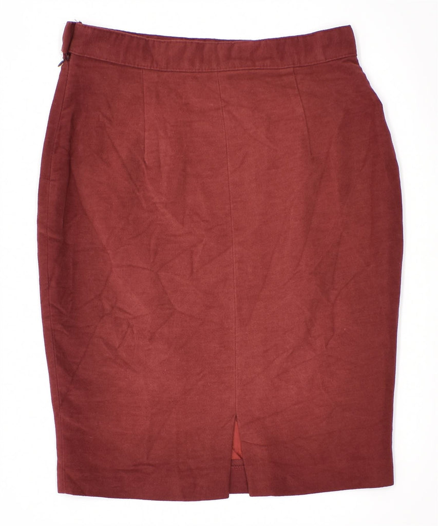 VINTAGE Womens Pencil Skirt IT 42 Medium W27 Maroon Cotton | Vintage | Thrift | Second-Hand | Used Clothing | Messina Hembry 