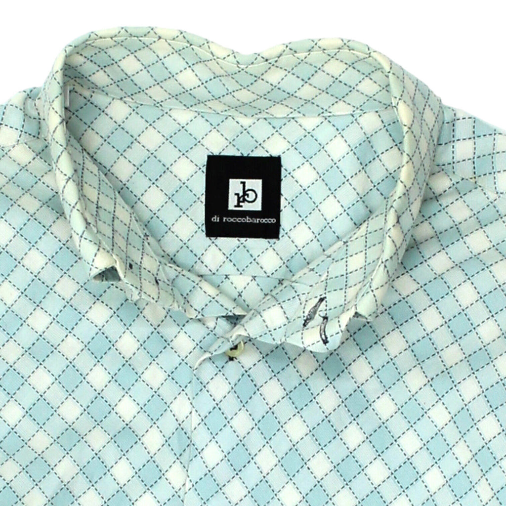 Roccobarocco Mens Blue Check Shirt | Vintage High End Luxury Designer VTG | Vintage Messina Hembry | Thrift | Second-Hand Messina Hembry | Used Clothing | Messina Hembry 