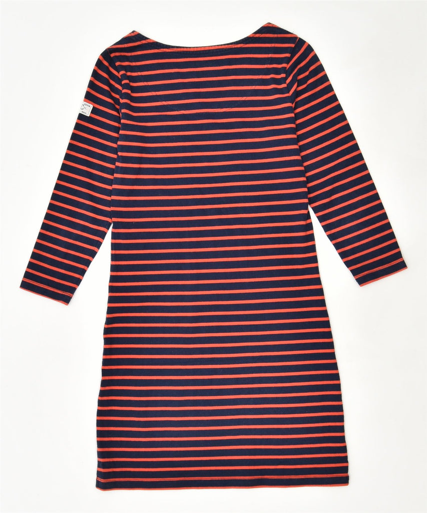 JOULES Womens Jersey Basic Dress UK 8 Small Navy Blue Striped Cotton | Vintage | Thrift | Second-Hand | Used Clothing | Messina Hembry 