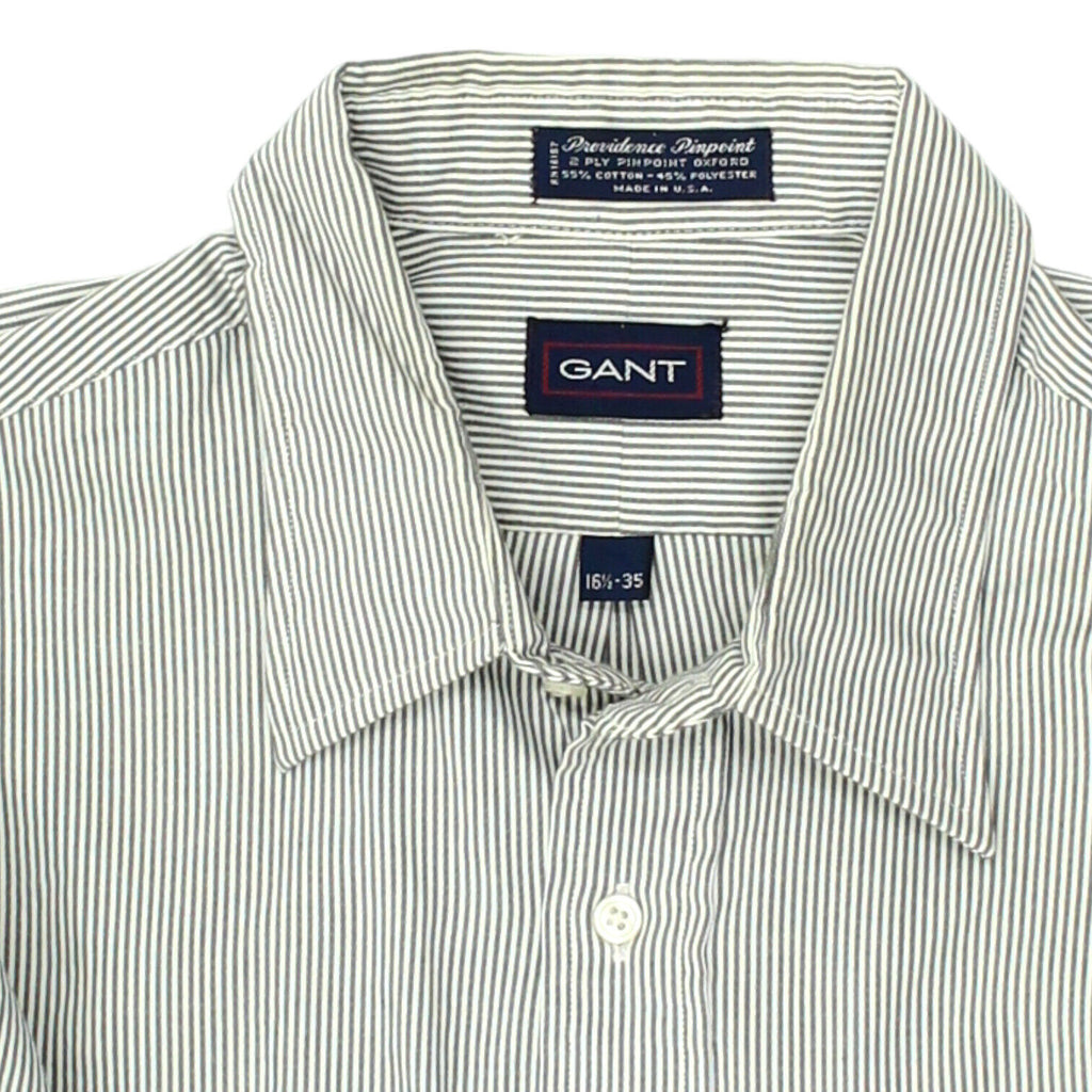 GANT Grey White 2 Ply Pinpoint Oxford Striped Shirt | Vintage High End Designer | Vintage Messina Hembry | Thrift | Second-Hand Messina Hembry | Used Clothing | Messina Hembry 