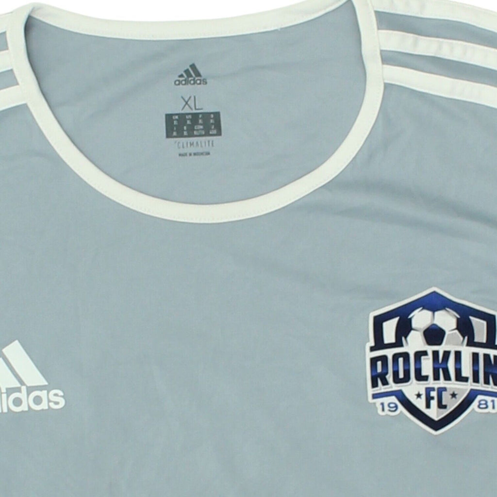 Rocklin FC Adidas Mens Grey Blue Football Jersey | Retro US Soccer Shirt VTG | Vintage Messina Hembry | Thrift | Second-Hand Messina Hembry | Used Clothing | Messina Hembry 