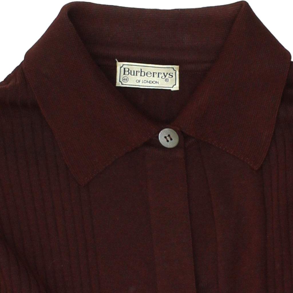 Burberrys Womens Burgundy Collared Cardigan | Vintage High End Designer Sweater | Vintage Messina Hembry | Thrift | Second-Hand Messina Hembry | Used Clothing | Messina Hembry 