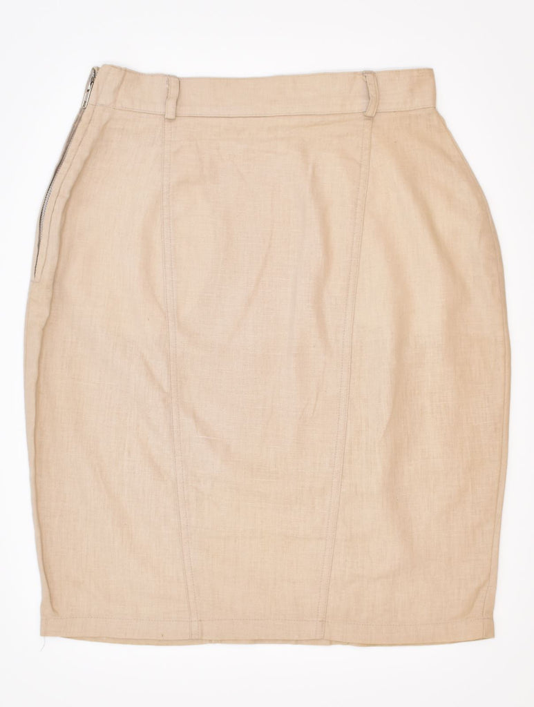 VINTAGE Womens Straight Skirt EU 40 Medium W29 Beige Linen | Vintage | Thrift | Second-Hand | Used Clothing | Messina Hembry 