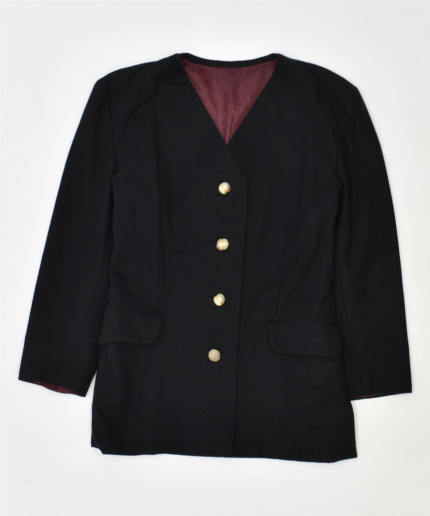 VINTAGE Womens 4 Button Blazer Jacket UK 12 Medium Black | Vintage | Thrift | Second-Hand | Used Clothing | Messina Hembry 