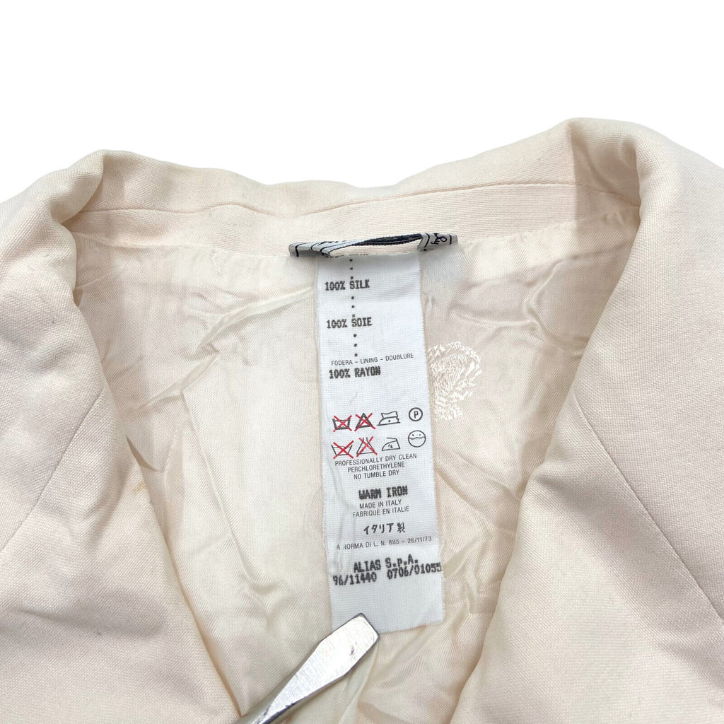 Gianni Versace Womens Beige Short Sleeve Silk Blazer Jacket | Vintage Designer | Vintage Messina Hembry | Thrift | Second-Hand Messina Hembry | Used Clothing | Messina Hembry 