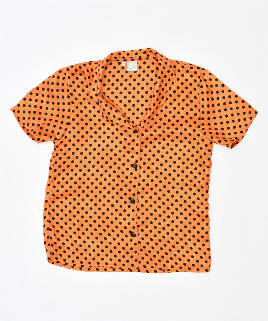 LEP Womens Short Sleeve Shirt Blouse IT 45 Medium Orange Polka Dot Vintage | Vintage | Thrift | Second-Hand | Used Clothing | Messina Hembry 