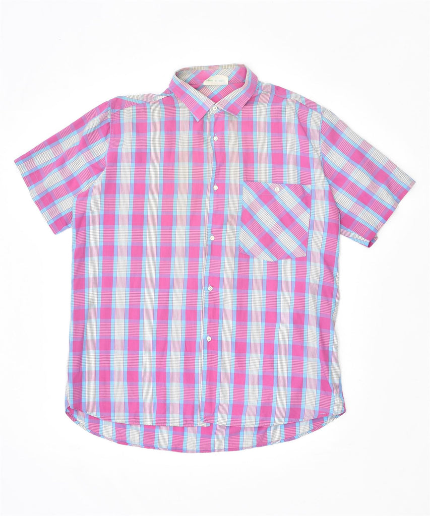 TEENAGERS Mens Short Sleeve Shirt Large Pink Check Vintage | Vintage | Thrift | Second-Hand | Used Clothing | Messina Hembry 