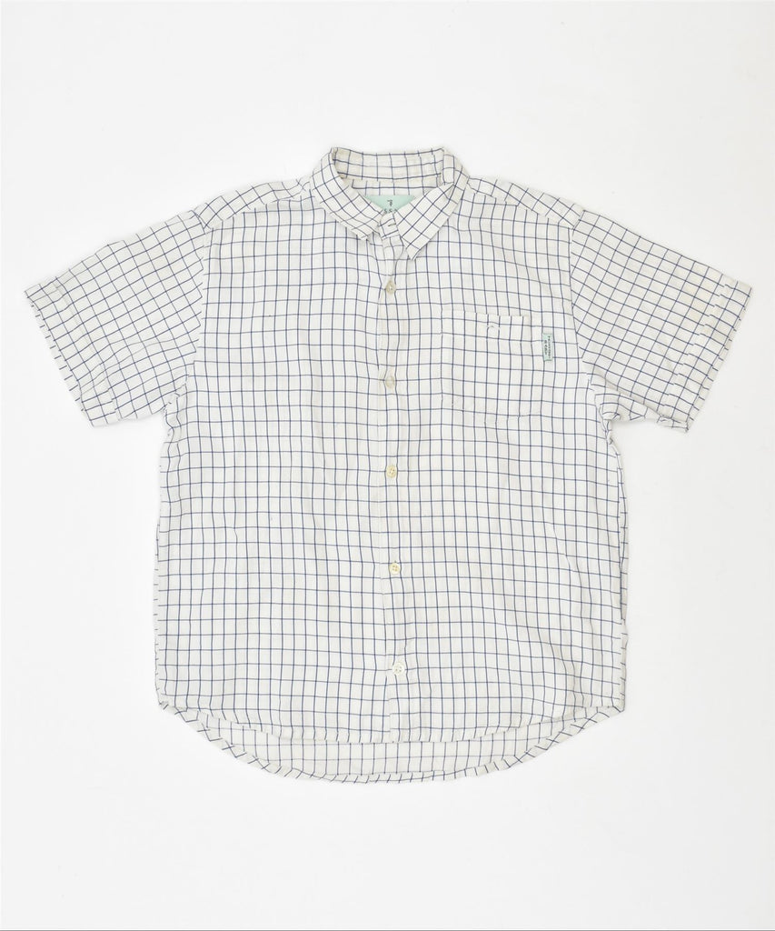 TRUSSARDI Boys Short Sleeve Shirt 7-8 Years White Check Cotton | Vintage | Thrift | Second-Hand | Used Clothing | Messina Hembry 