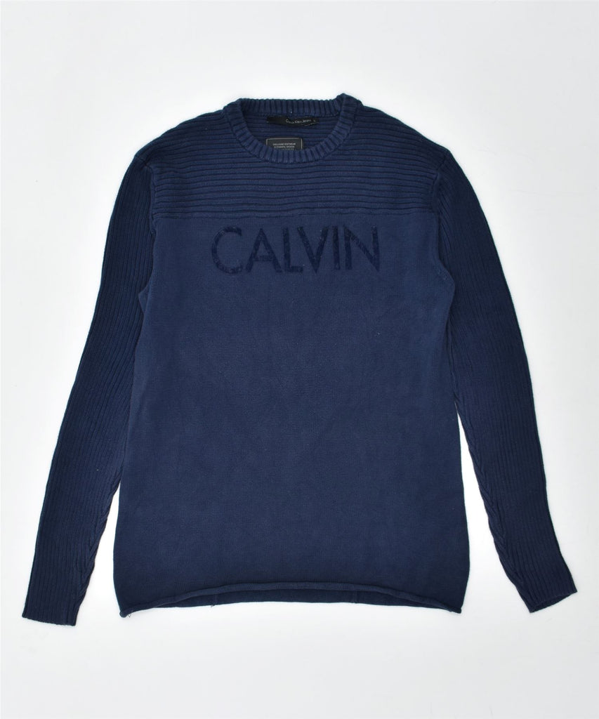 CALVIN KLEIN Womens Crew Neck Jumper Sweater UK 16 Large Navy Blue | Vintage | Thrift | Second-Hand | Used Clothing | Messina Hembry 