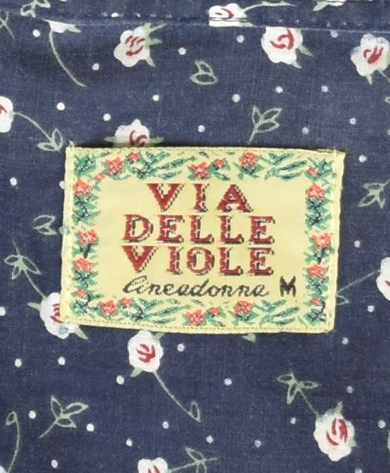 VIA DELLE VIOLA Womens Shirt UK 14 Medium Navy Blue Floral Polyester | Vintage | Thrift | Second-Hand | Used Clothing | Messina Hembry 