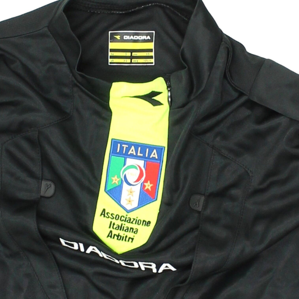 Diadora Mens Black Yellow Long Sleeve Italian Referees Shirt | Retro Football | Vintage Messina Hembry | Thrift | Second-Hand Messina Hembry | Used Clothing | Messina Hembry 