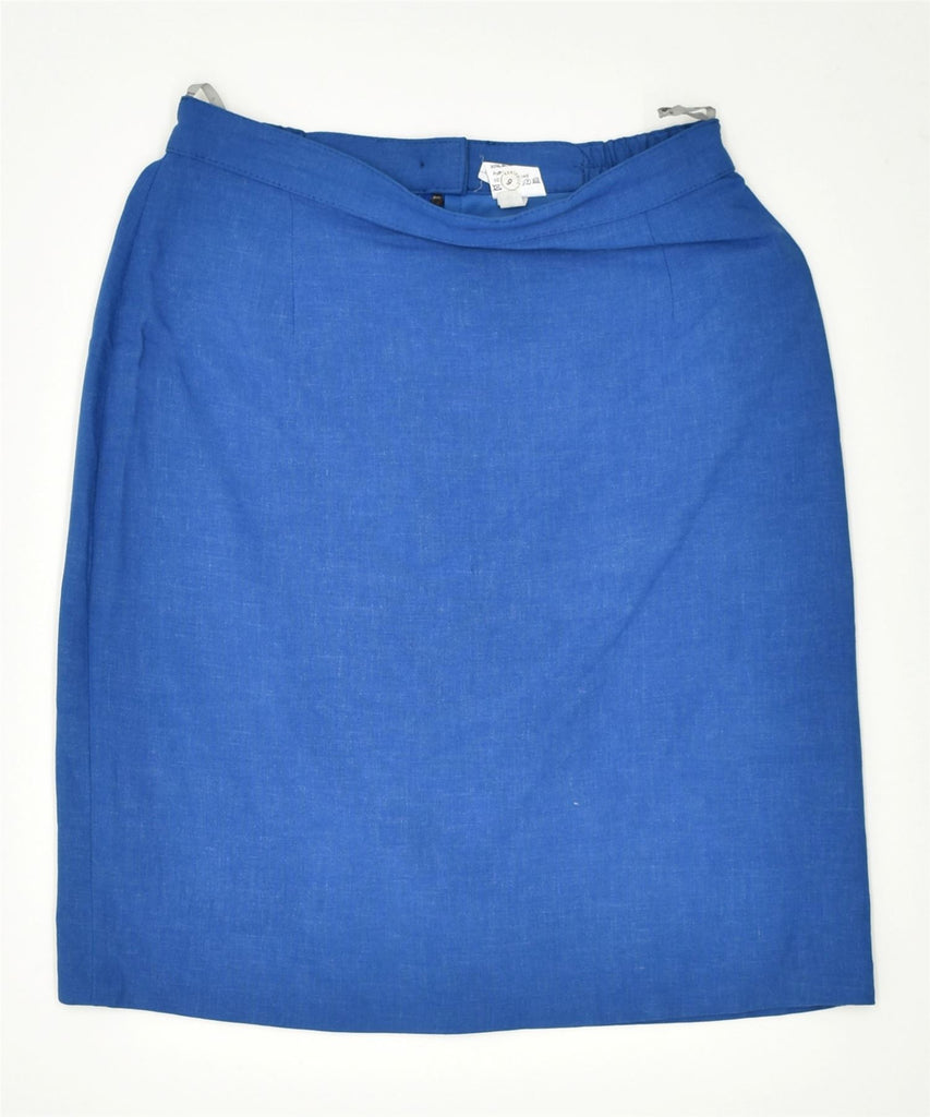 VINTAGE Womens Straight Skirt UK 10 Small W26 Blue Viscose | Vintage | Thrift | Second-Hand | Used Clothing | Messina Hembry 