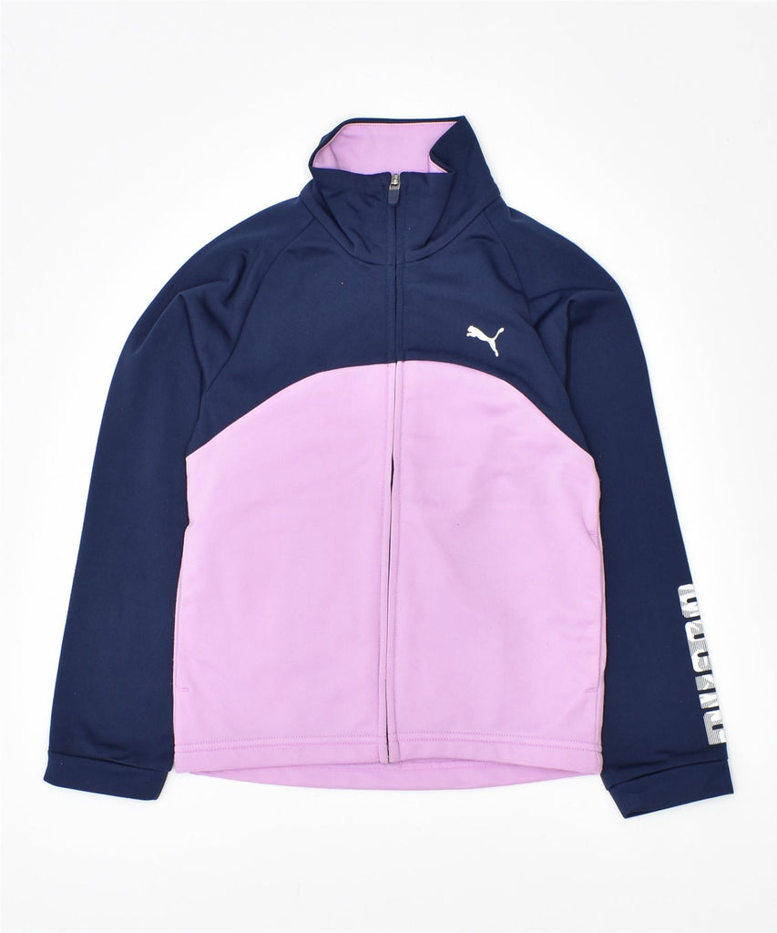 PUMA Girls Tracksuit Top Jacket 7-8 Years Purple Colourblock | Vintage | Thrift | Second-Hand | Used Clothing | Messina Hembry 