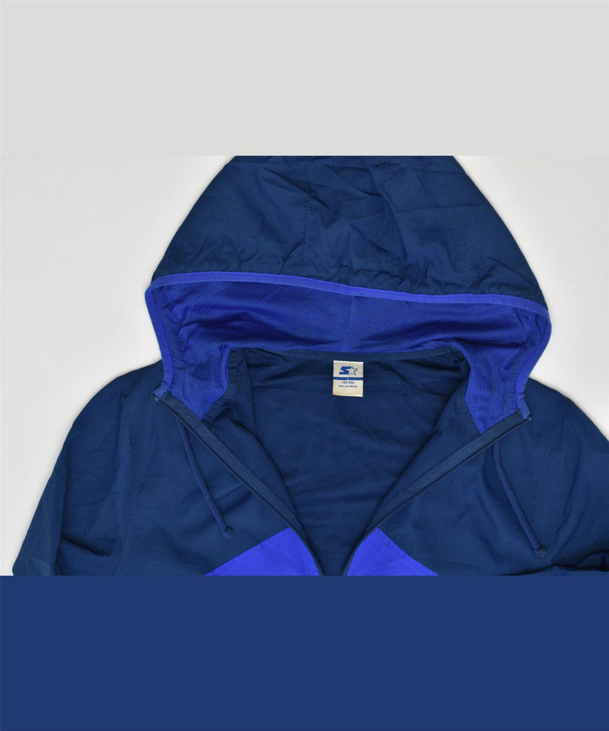 STARTER Mens Hooded Tracksuit Top Jacket UK 42/44 Large Blue Polyester | Vintage | Thrift | Second-Hand | Used Clothing | Messina Hembry 