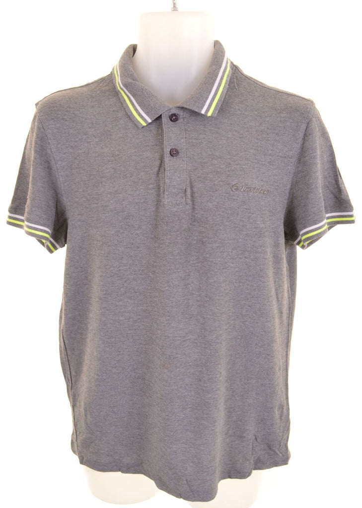 LOTTO Mens Polo Shirt Small Grey Cotton - Second Hand & Vintage Designer Clothing - Messina Hembry