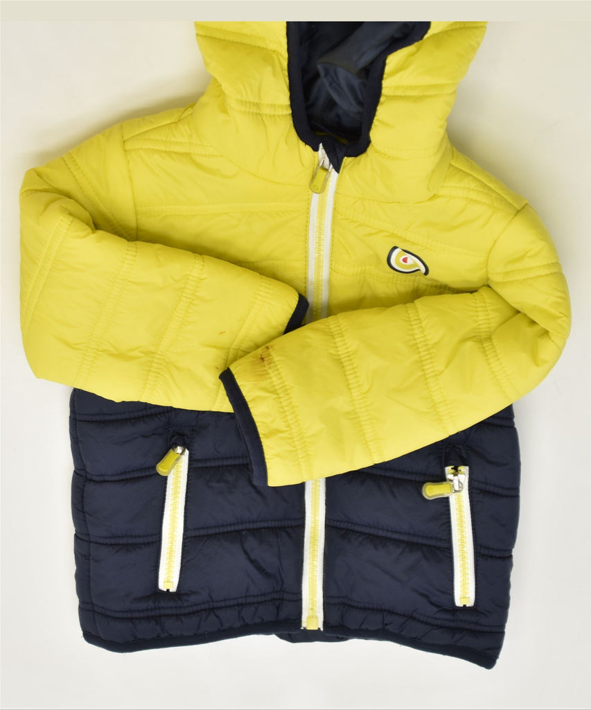 CHAMPION Boys Hooded Padded Jacket 9-12 Months Small Yellow Polyamide | Vintage | Thrift | Second-Hand | Used Clothing | Messina Hembry 