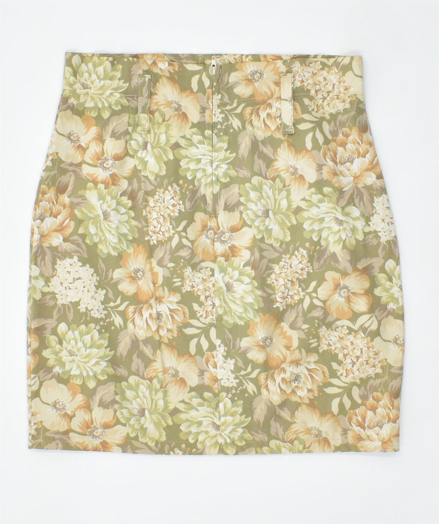 VINTAGE Womens Straight Skirt UK 8 Small W26 Yellow Floral | Vintage | Thrift | Second-Hand | Used Clothing | Messina Hembry 