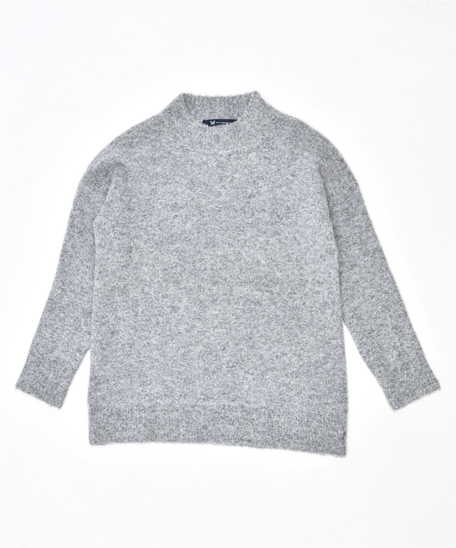 CREW CLOTHING Womens Turtle Neck Jumper Sweater UK 12 Medium Grey Acrylic, Vintage & Second-Hand Clothing Online