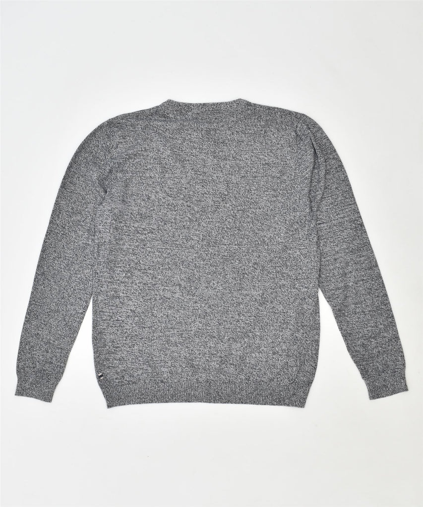 JACK & JONES Mens V-Neck Jumper Sweater Large Grey Cotton | Vintage | Thrift | Second-Hand | Used Clothing | Messina Hembry 