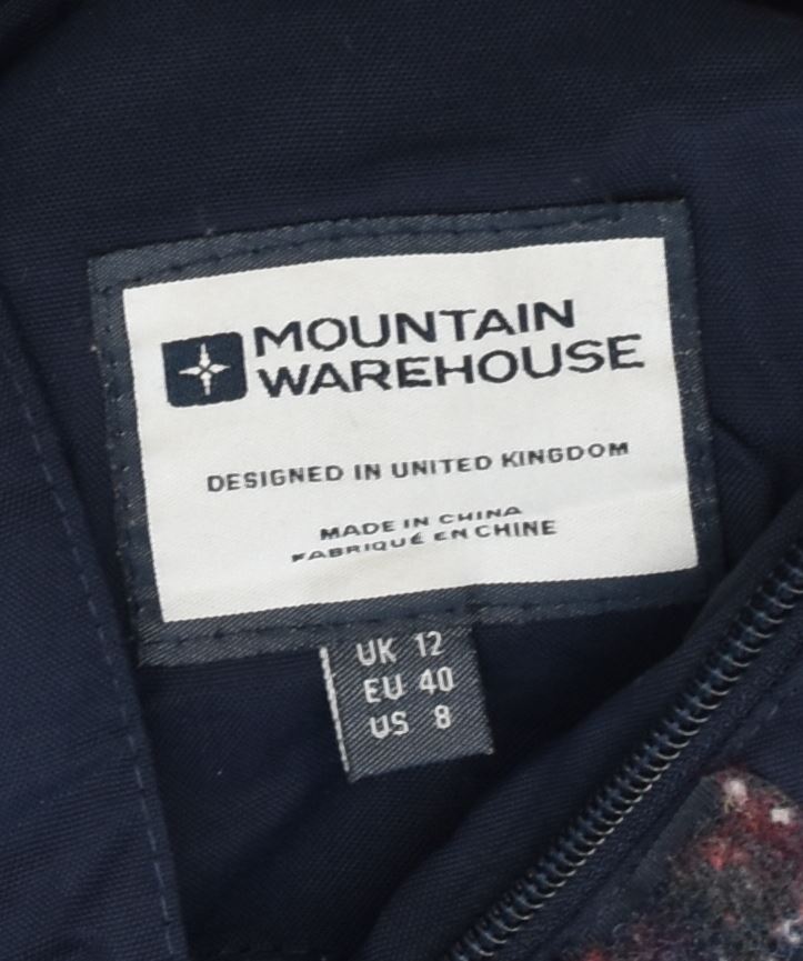 MOUNTAIN WAREHOUSE Womens Hooded Parka Jacket UK 12 Medium Navy Blue Nylon | Vintage | Thrift | Second-Hand | Used Clothing | Messina Hembry 