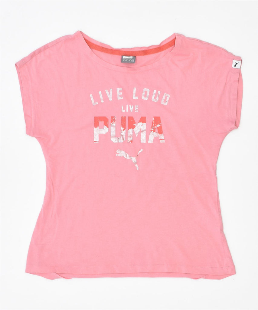 PUMA Girls Graphic T-Shirt Top 6-7 Years Pink | Vintage | Thrift | Second-Hand | Used Clothing | Messina Hembry 