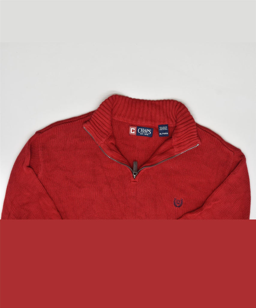 CHAPS Mens Zip Neck Jumper Sweater XL Red Cotton | Vintage | Thrift | Second-Hand | Used Clothing | Messina Hembry 