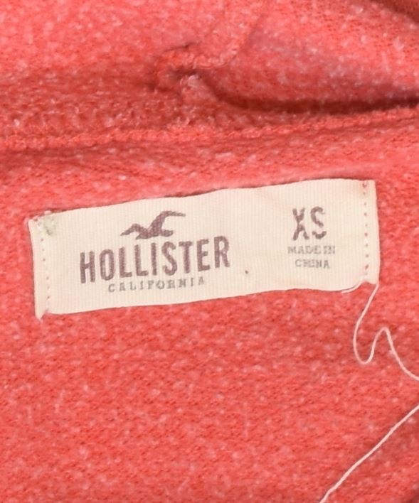 HOLLISTER Womens Graphic Zip Hoodie Sweater UK 6 XS Pink Cotton | Vintage | Thrift | Second-Hand | Used Clothing | Messina Hembry 