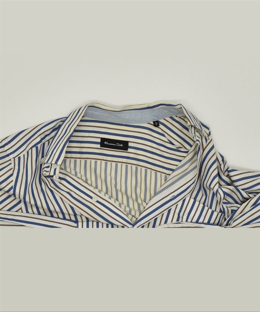 MASSIMO DUTTI Mens Shirt IT 48 Medium White Striped | Vintage | Thrift | Second-Hand | Used Clothing | Messina Hembry 