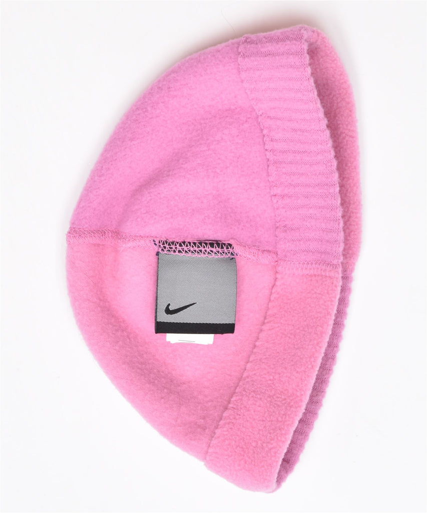 NIKE Girls Fleece Beanie Hat 3-6 Months 2XS Pink Polyester | Vintage | Thrift | Second-Hand | Used Clothing | Messina Hembry 