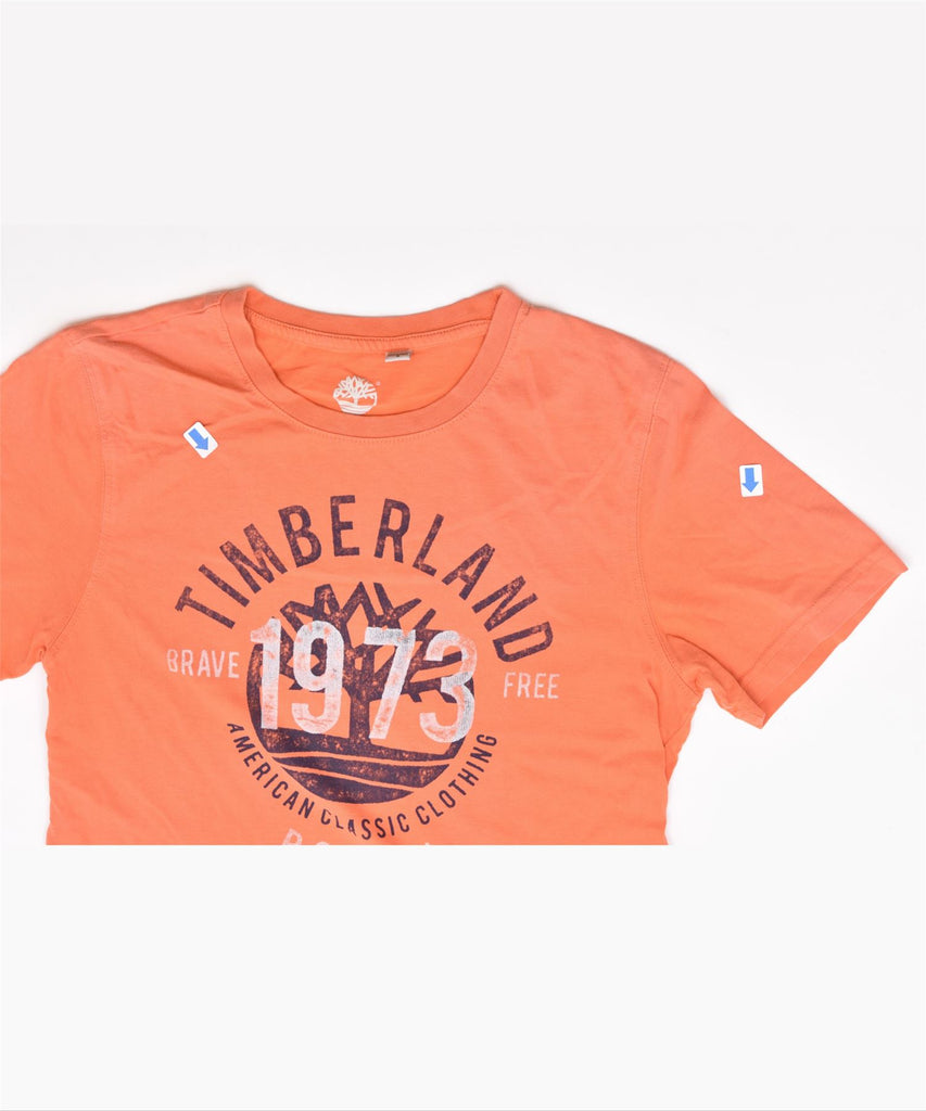 TIMBERLAND Boys Graphic T-Shirt Top 13-14 Years Small Orange Cotton | Vintage | Thrift | Second-Hand | Used Clothing | Messina Hembry 