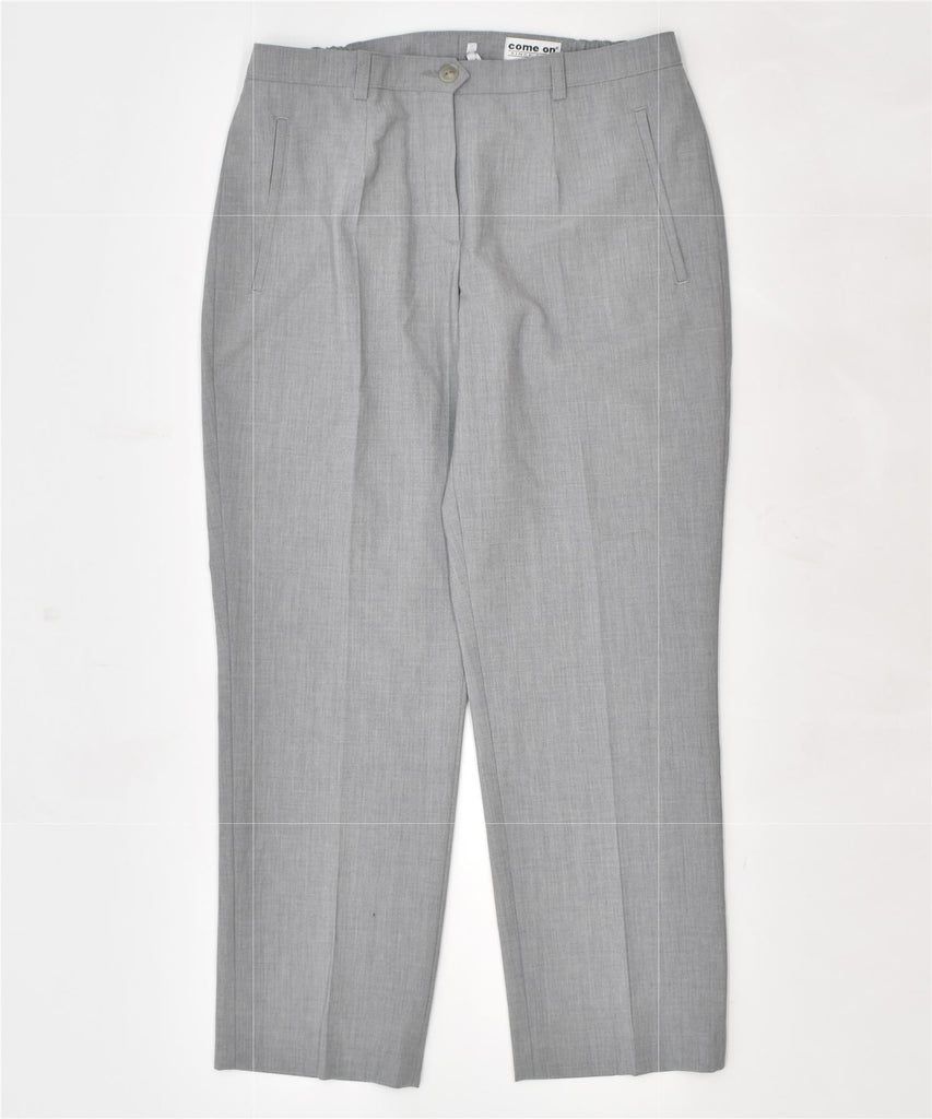 COME ON Womens Tapered Suit Trousers UK 14 Large W30 L28 Grey Polyester | Vintage | Thrift | Second-Hand | Used Clothing | Messina Hembry 