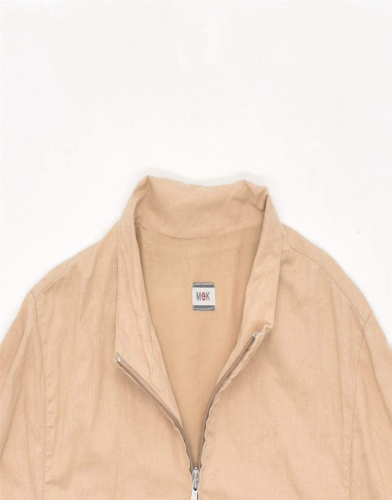 MEK Womens Bomber Jacket UK 14 Large Beige Linen | Vintage | Thrift | Second-Hand | Used Clothing | Messina Hembry 