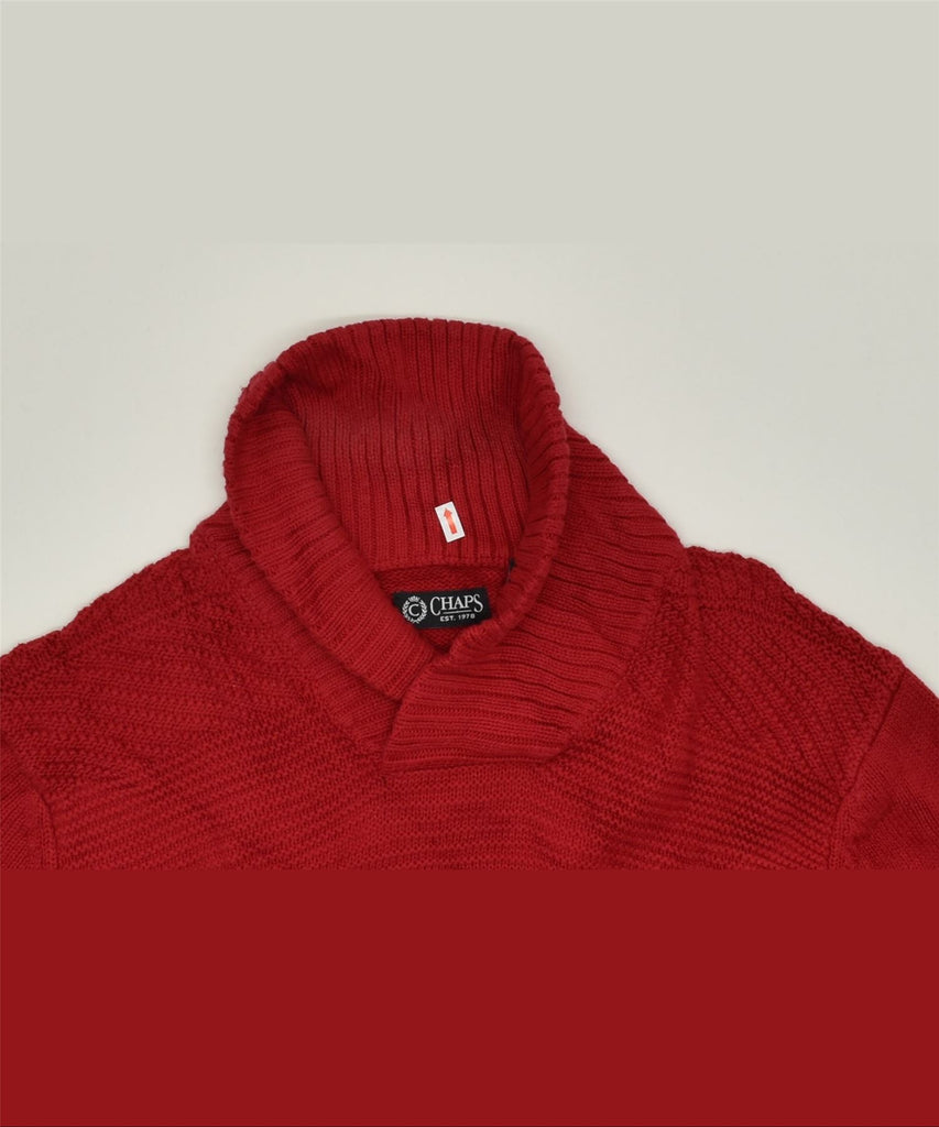 CHAPS Mens Shawl Neck Jumper Sweater Large Red Cotton | Vintage | Thrift | Second-Hand | Used Clothing | Messina Hembry 