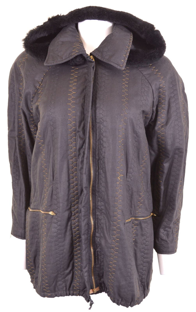 VINTAGE Womens Windbreaker Jacket Size 14 Large Black - Second Hand & Vintage Designer Clothing - Messina Hembry