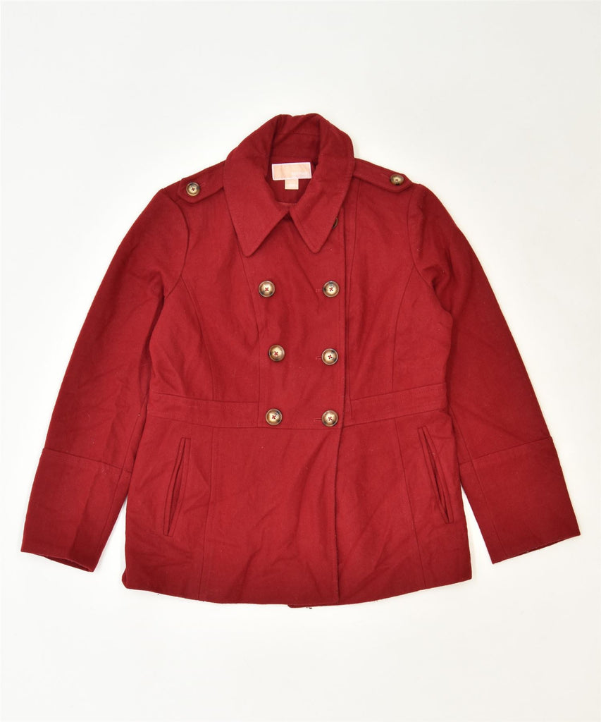 MICHAEL KORS Womens Pea Coat UK 16 Large Red Wool | Vintage | Thrift | Second-Hand | Used Clothing | Messina Hembry 