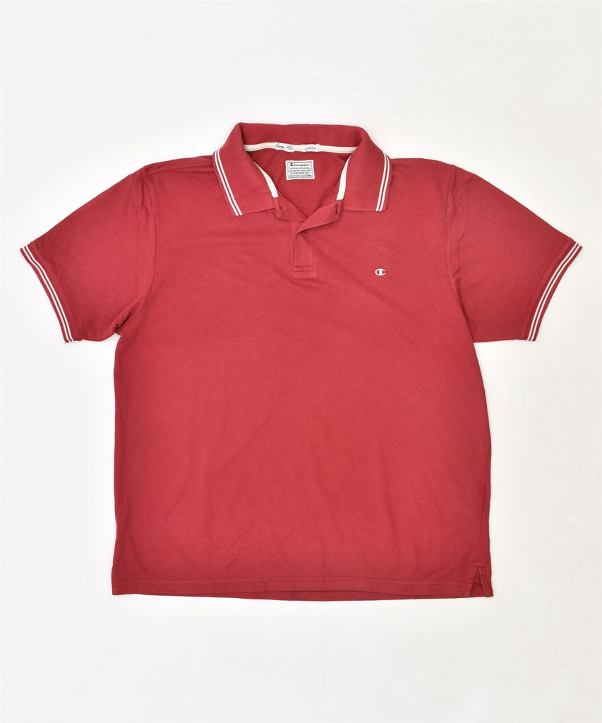 CHAMPION Mens Easy Fit Polo Shirt Large Burgundy Cotton | Vintage | Thrift | Second-Hand | Used Clothing | Messina Hembry 