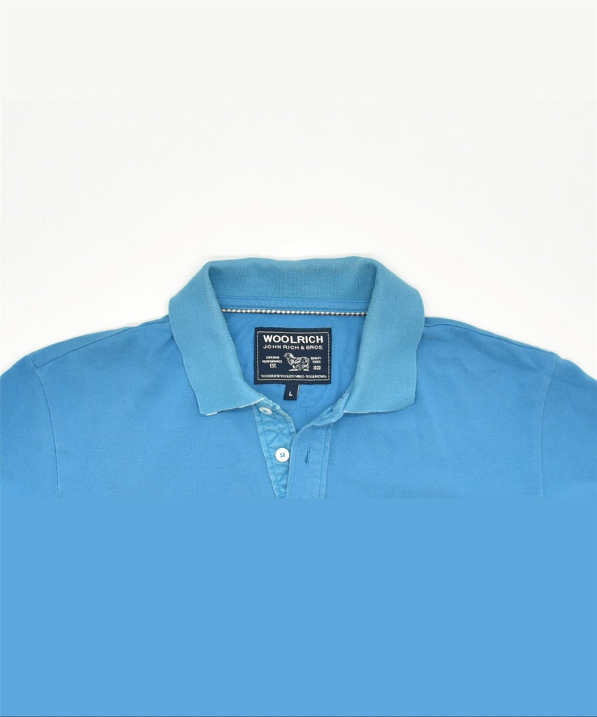 WOOLRICH Mens Polo Shirt Large Blue Cotton | Vintage | Thrift | Second-Hand | Used Clothing | Messina Hembry 