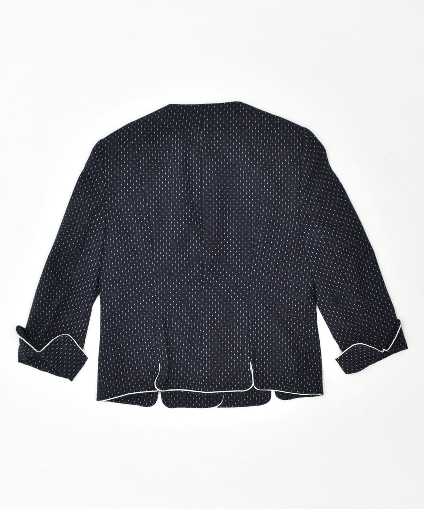 HORST BASLER Womens 5 Button Blazer Jacket UK 12 Medium Navy Blue Wool | Vintage | Thrift | Second-Hand | Used Clothing | Messina Hembry 