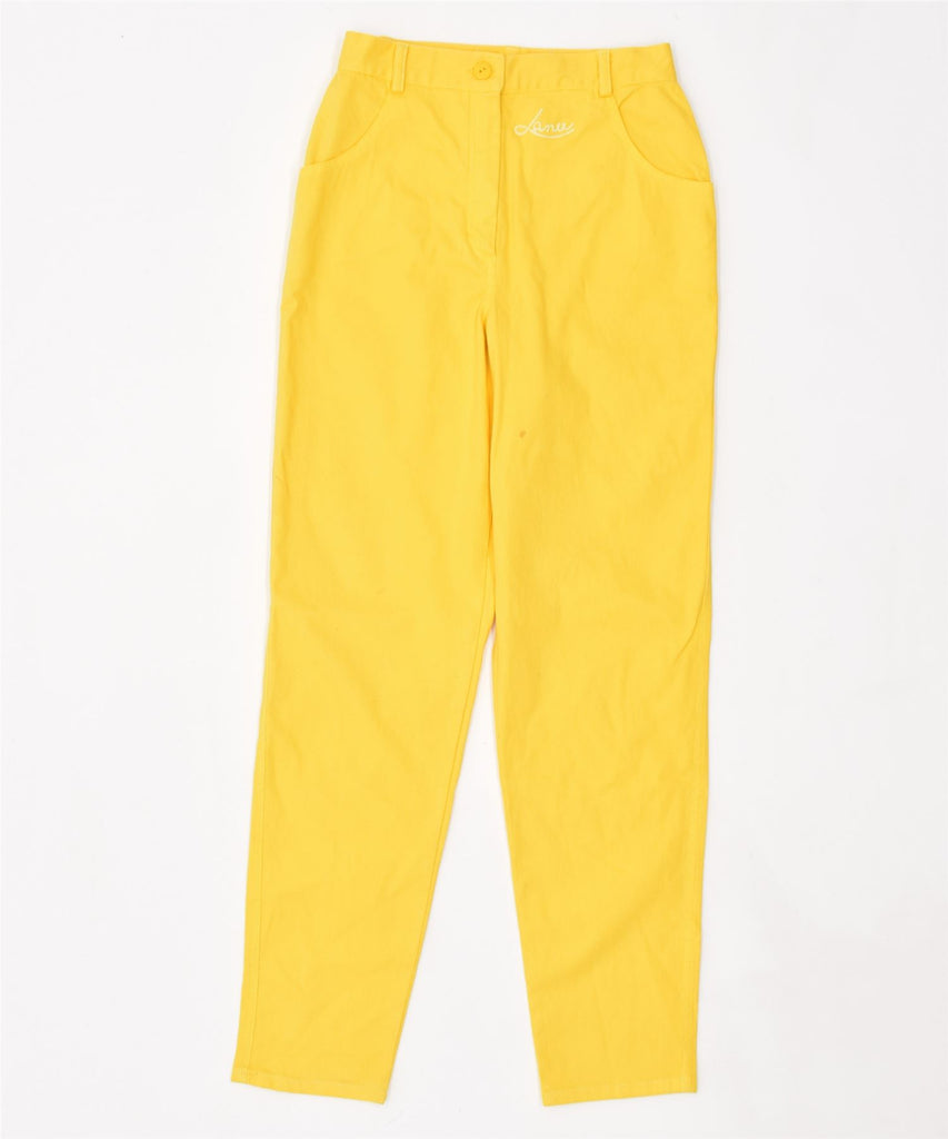 LANU Womens Tapered Casual Trousers W26 L29 Yellow Cotton Vintage | Vintage | Thrift | Second-Hand | Used Clothing | Messina Hembry 