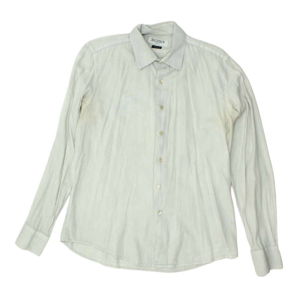 Pierre Balmain Mens White Button Up Shirt | Vintage High End Luxury Designer VTG | Vintage Messina Hembry | Thrift | Second-Hand Messina Hembry | Used Clothing | Messina Hembry 