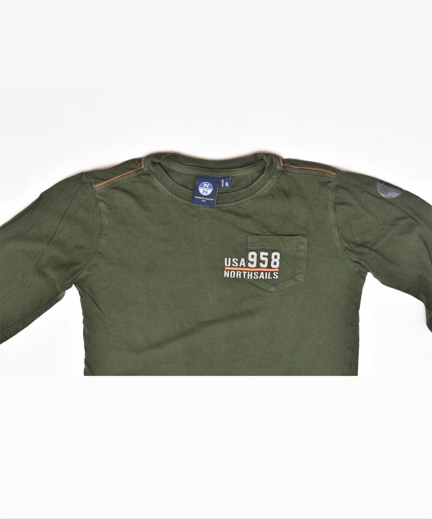 NORTH SAILS Boys Graphic Top Long Sleeve 5-6 Years Khaki Cotton | Vintage | Thrift | Second-Hand | Used Clothing | Messina Hembry 