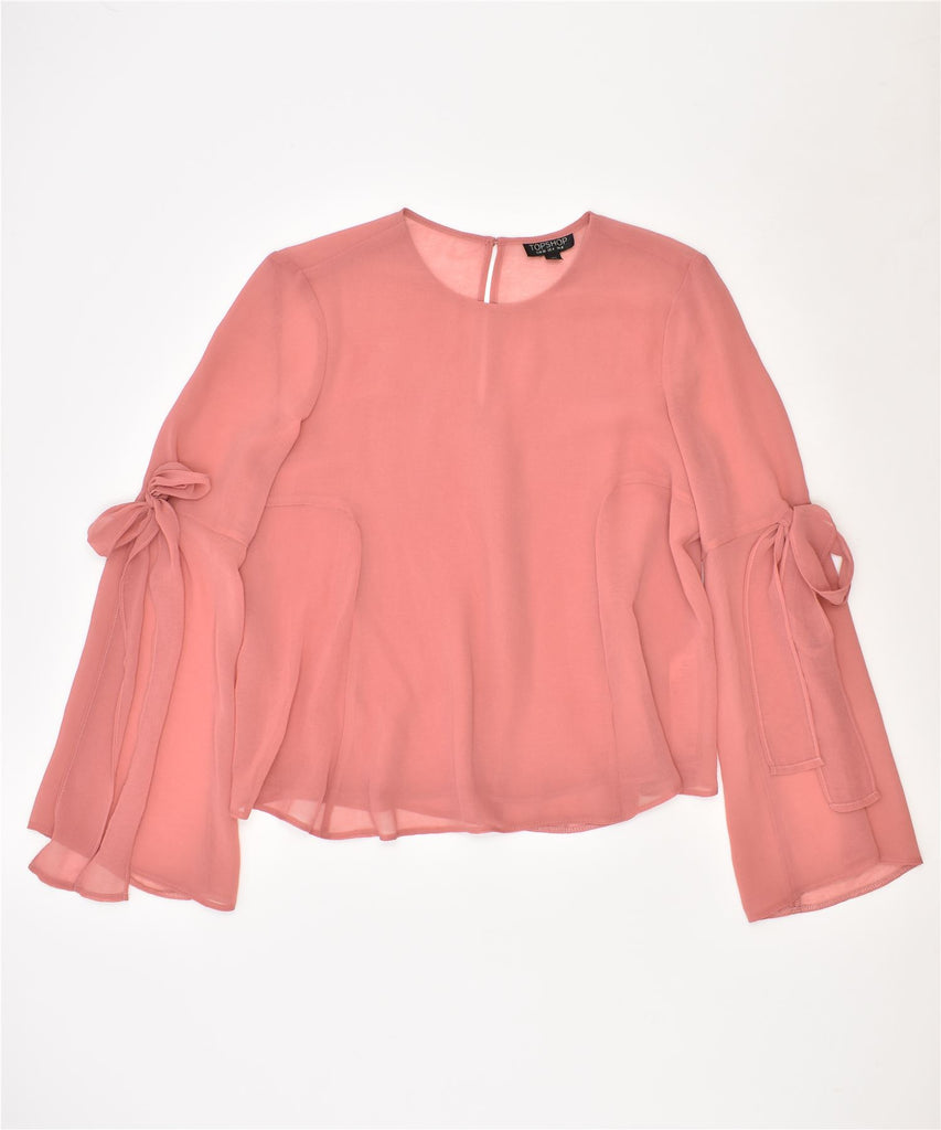 TOPSHOP Womens See Through Blouse Top UK 8 Small Pink Polyester | Vintage | Thrift | Second-Hand | Used Clothing | Messina Hembry 
