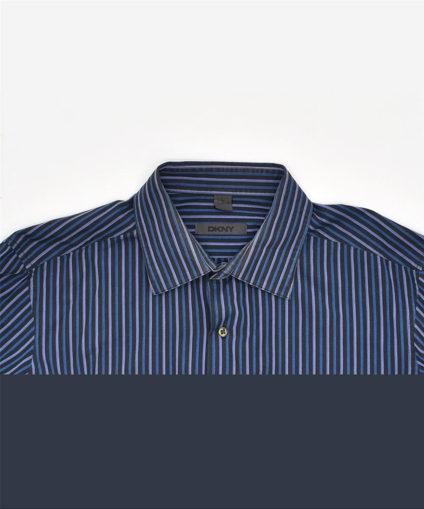 DKNY Mens Shirt Size 17 XL Blue Striped Cotton | Vintage | Thrift | Second-Hand | Used Clothing | Messina Hembry 