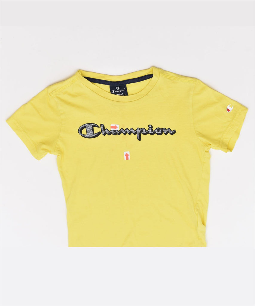 CHAMPION Boys Graphic T-Shirt Top 7-8 Years Small Yellow Cotton | Vintage | Thrift | Second-Hand | Used Clothing | Messina Hembry 