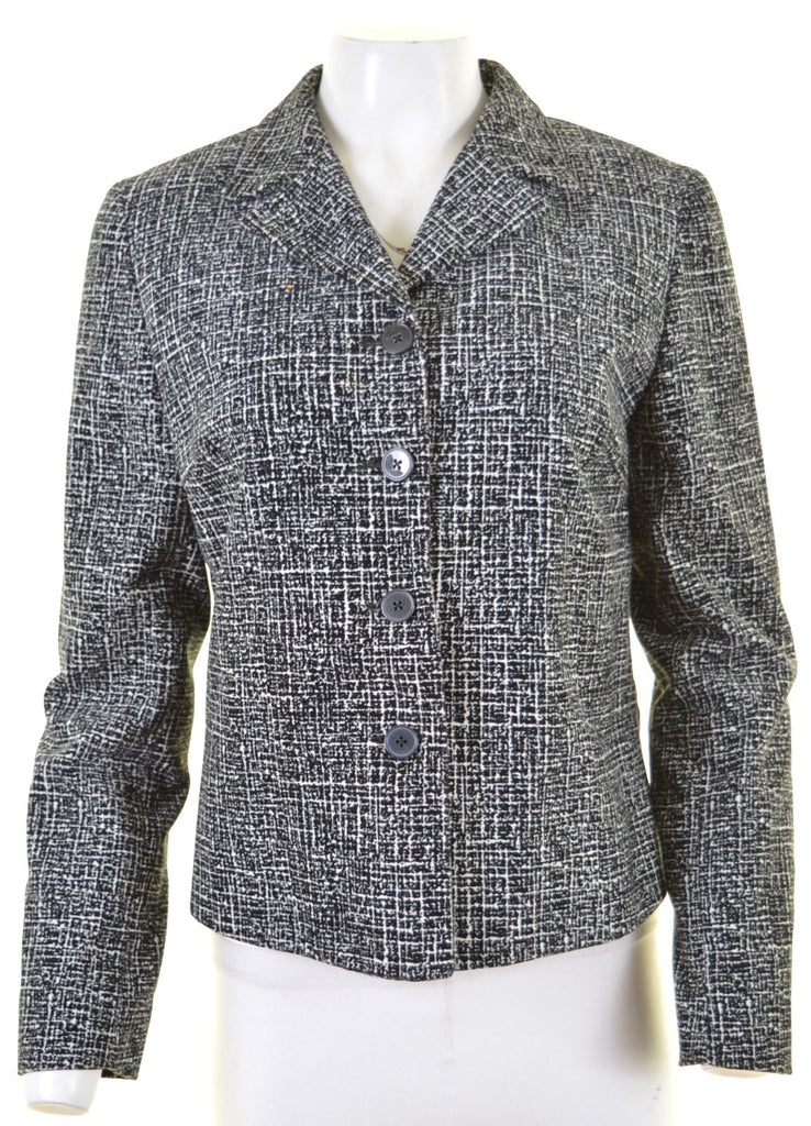 CENTO Womens 4 Button Blazer Jacket IT 42 Medium Black Cotton - Second Hand & Vintage Designer Clothing - Messina Hembry