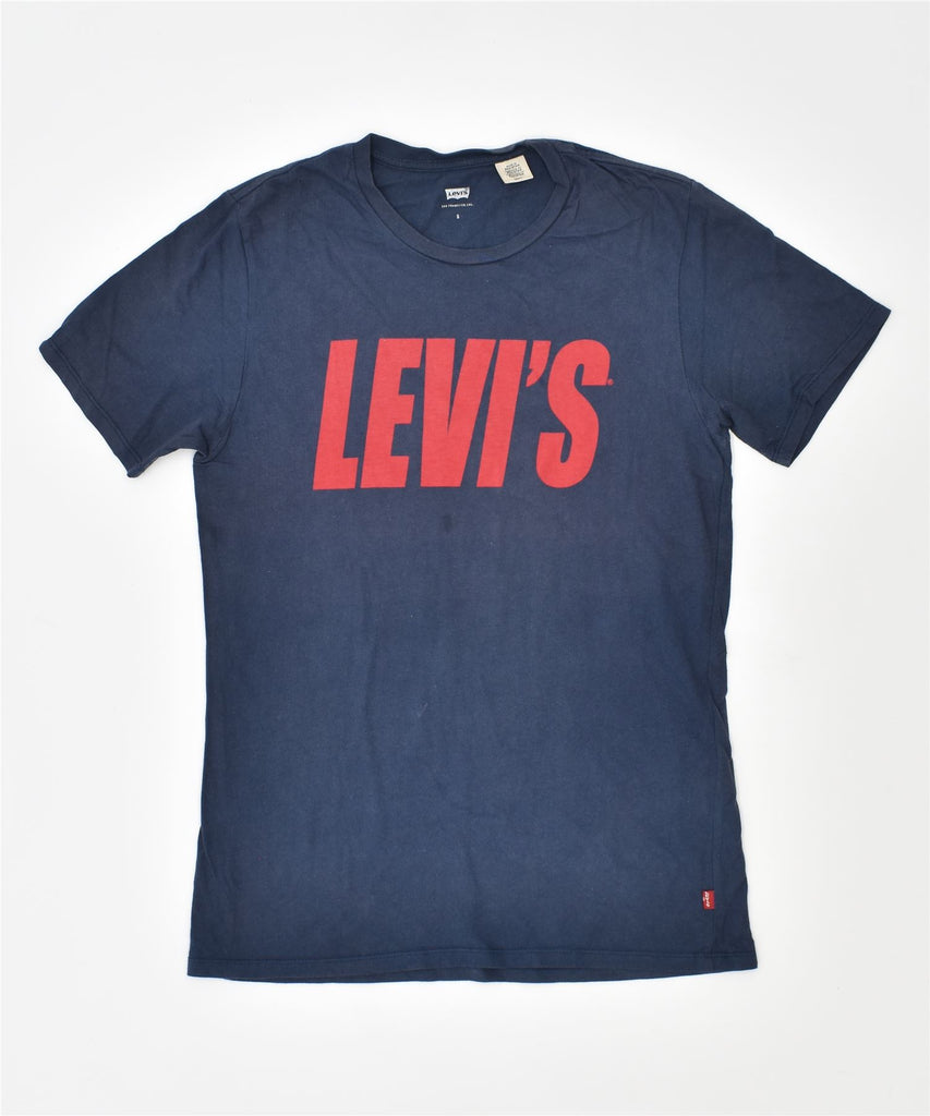 LEVI'S Mens Graphic T-Shirt Top Small Navy Blue Cotton | Vintage | Thrift | Second-Hand | Used Clothing | Messina Hembry 