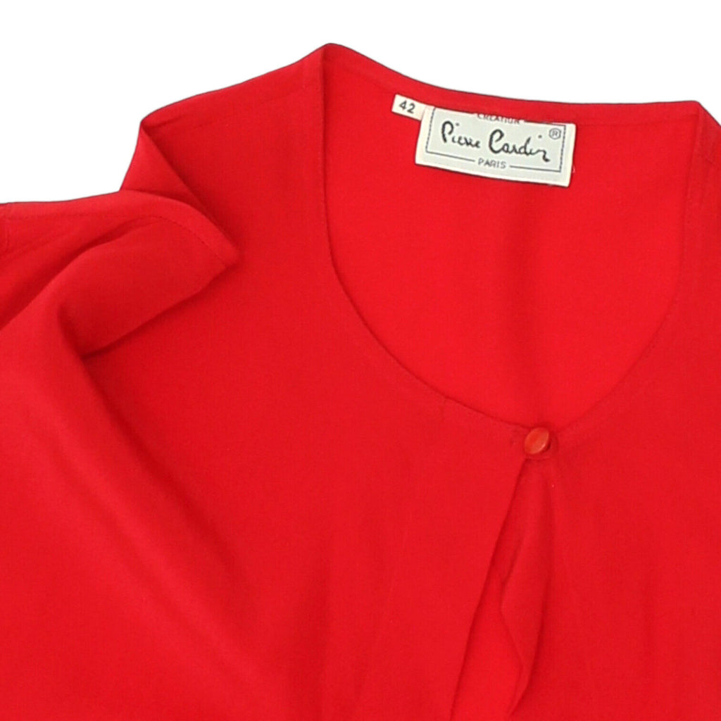 Pierre Cardin Womens Red Short Sleeve Silk Blouse | Vintage High End Designer | Vintage Messina Hembry | Thrift | Second-Hand Messina Hembry | Used Clothing | Messina Hembry 